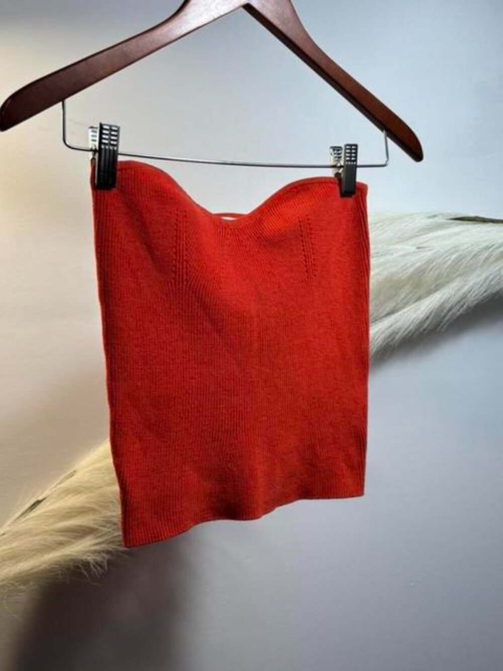 (#29) Orange tube top with a cute little bow detail. Size: S